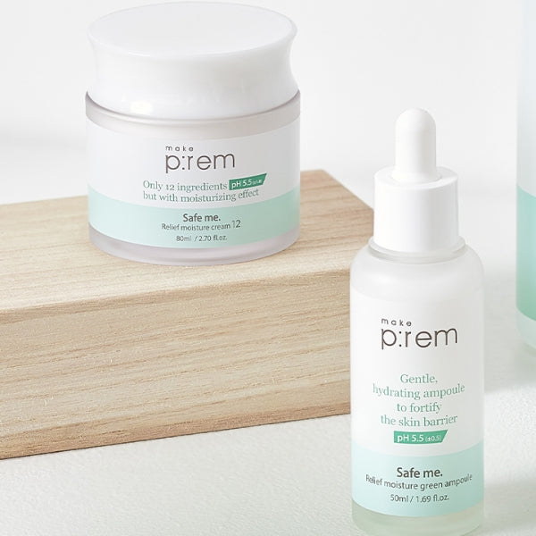 MAKE P:REM Safe Me Relief Moisture Ampoule&Cream Set